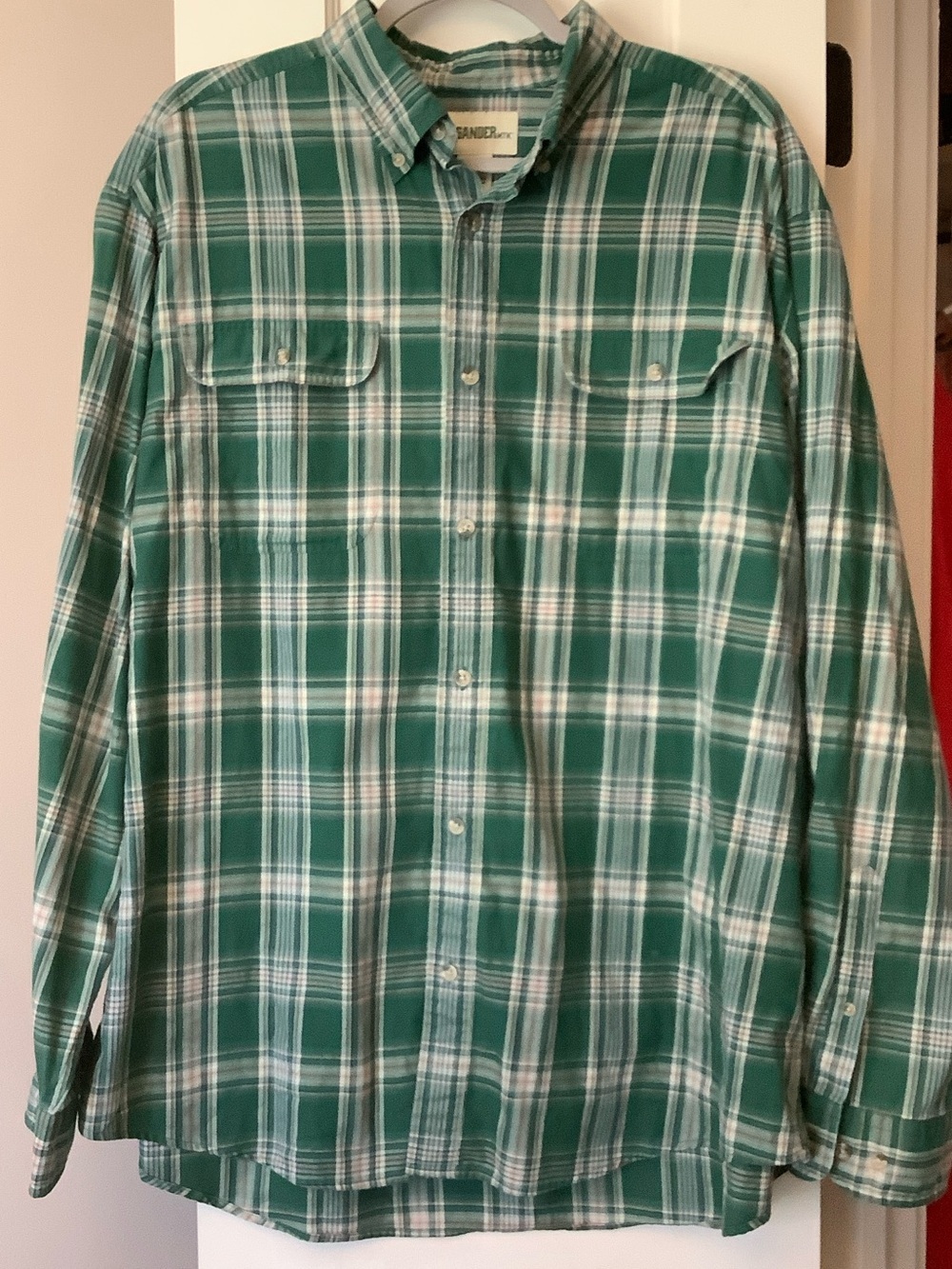 Gander Mountain Green and White Plaid Button-Down Shirt